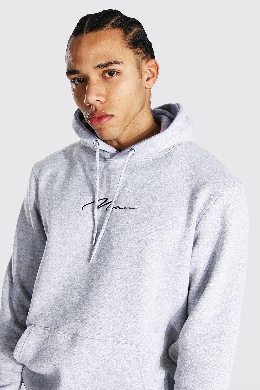 Tall Man Signature Embroidered Hoodie boohoo